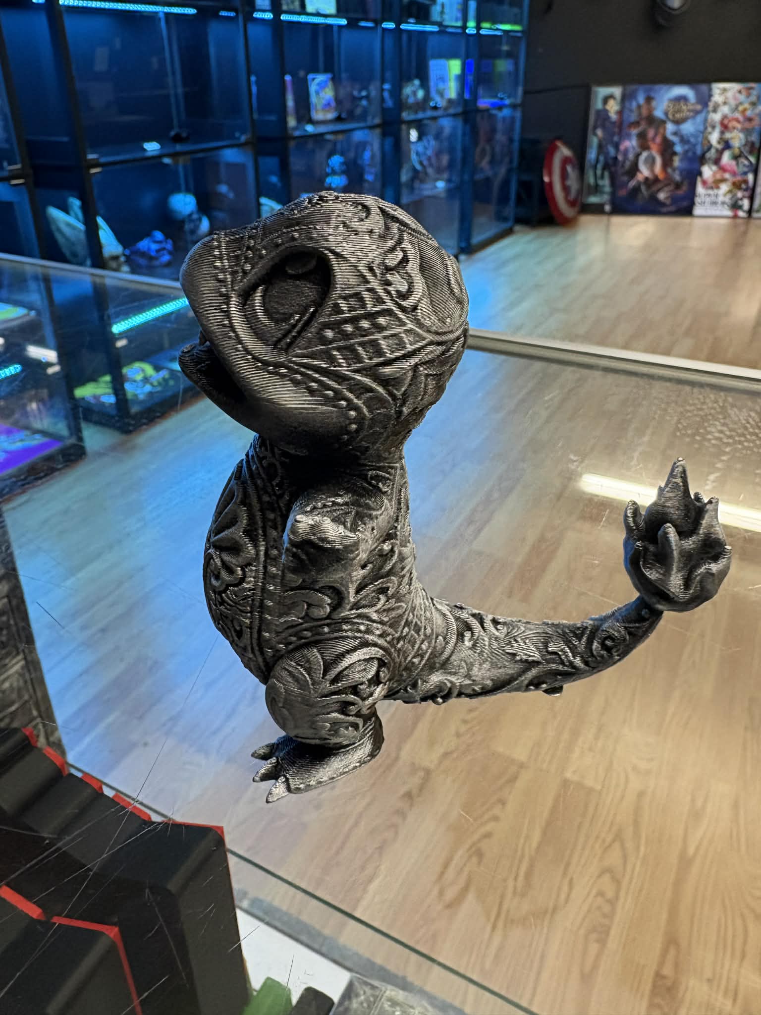 Charmander Collectible Statue Pokemon Inspired Ornamental Display Piece Gold and Silver Finish