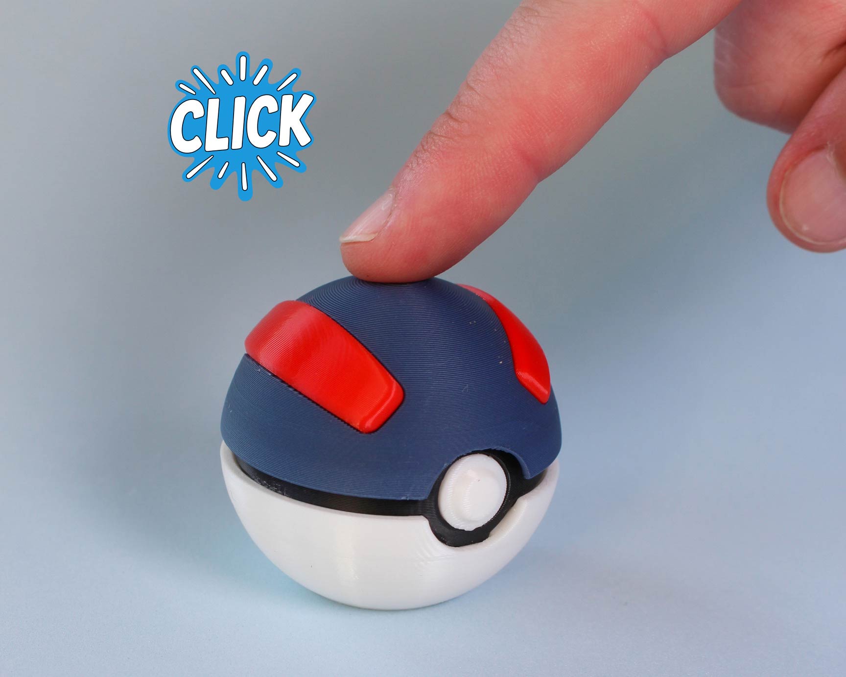 Pokemon Pokeball Fidget Clicker 3D Printed Collectible Toy Stress Relief Gaming Desk Accessory