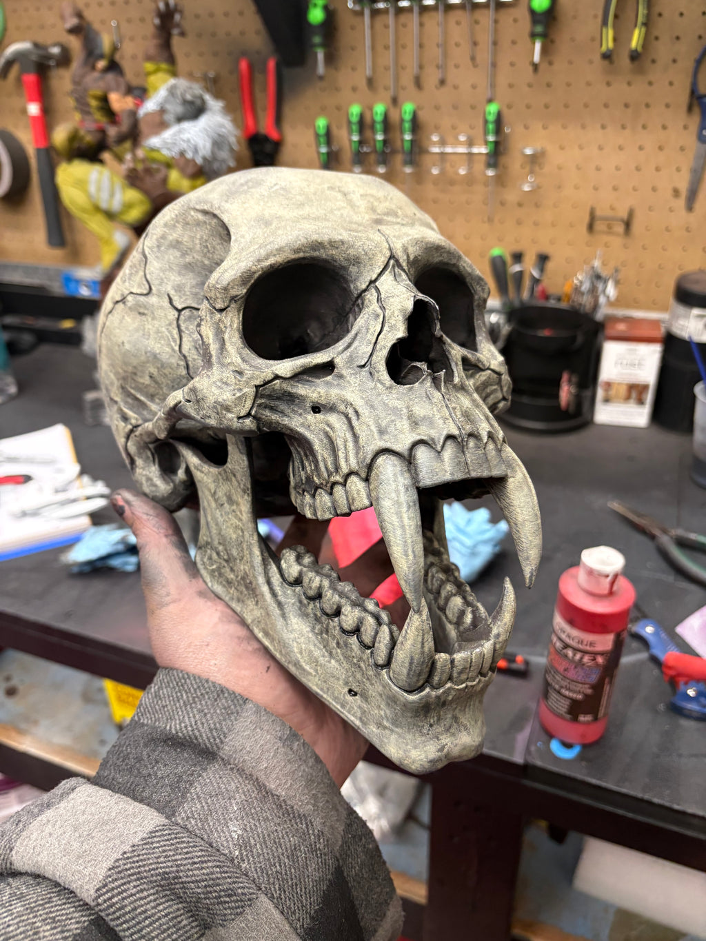 Vampire Skull Display - Hand Painted Gothic Horror Decor