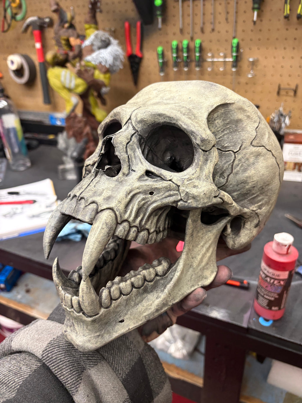 Vampire Skull Display - Hand Painted Gothic Horror Decor