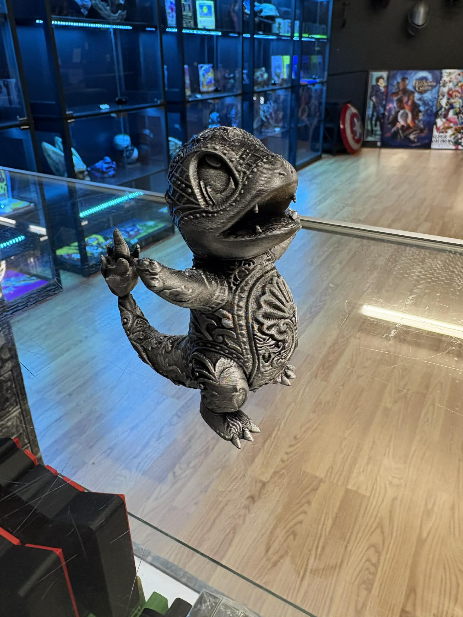 Charmander Collectible Statue Pokemon Inspired Ornamental Display Piece Gold and Silver Finish
