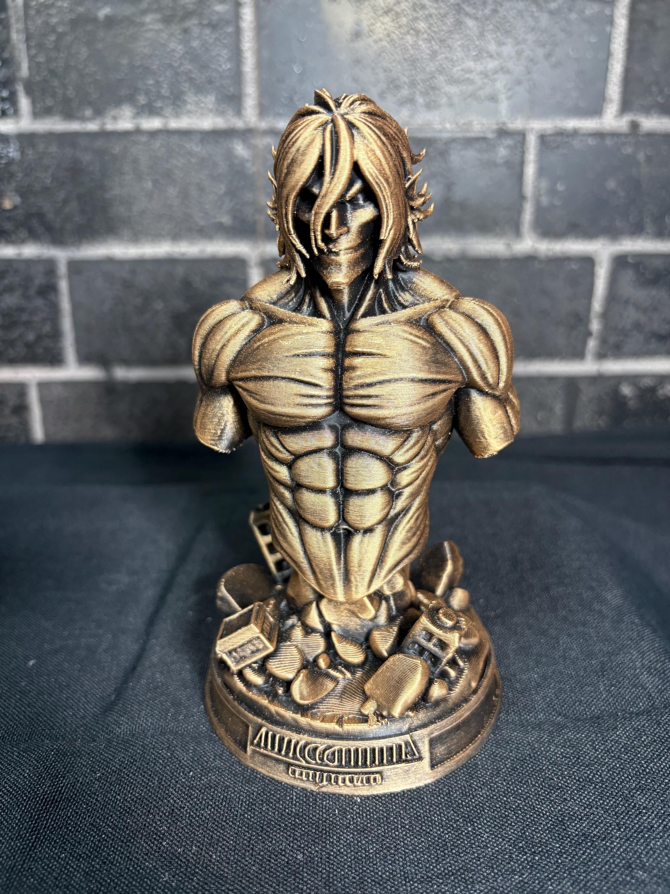 Attack Titan Bust – Hand Painted Anime Display Statue – 6” Titan Collectible – Gold or Silver Finish – AOT Inspired Decor