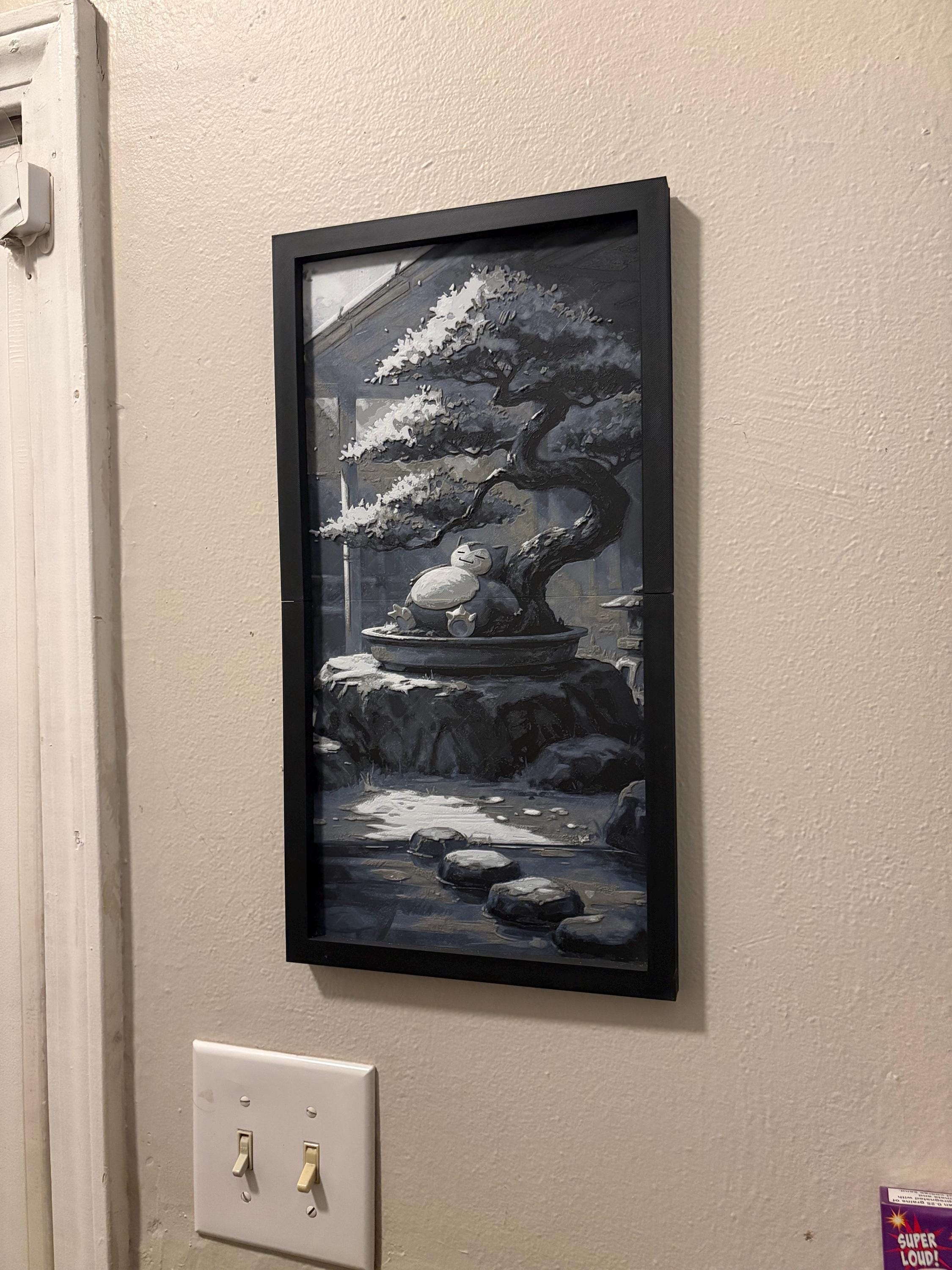 Sleepy Snorlax Bonzai Tree - Wall Art