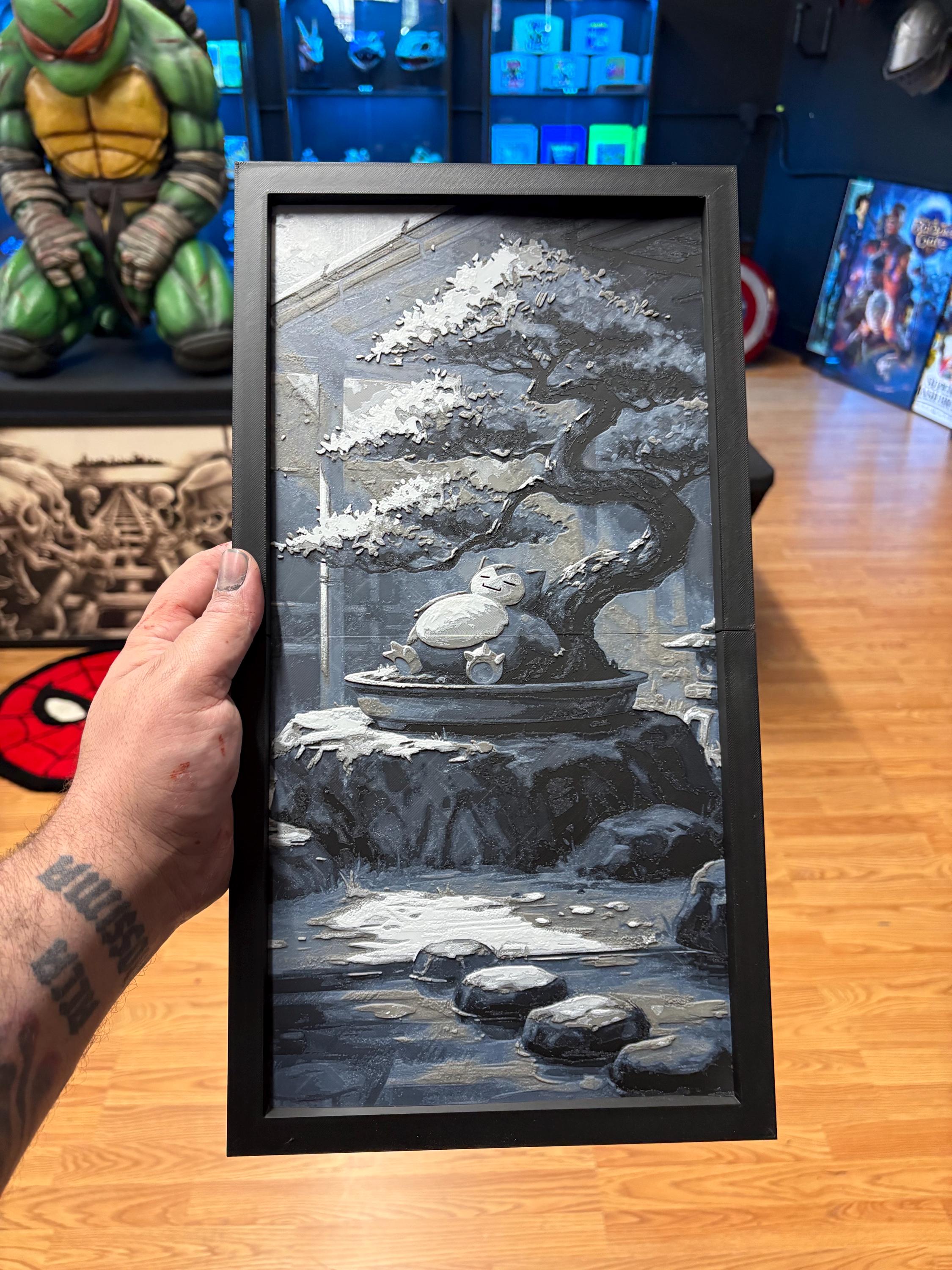 Sleepy Snorlax Bonzai Tree - Wall Art