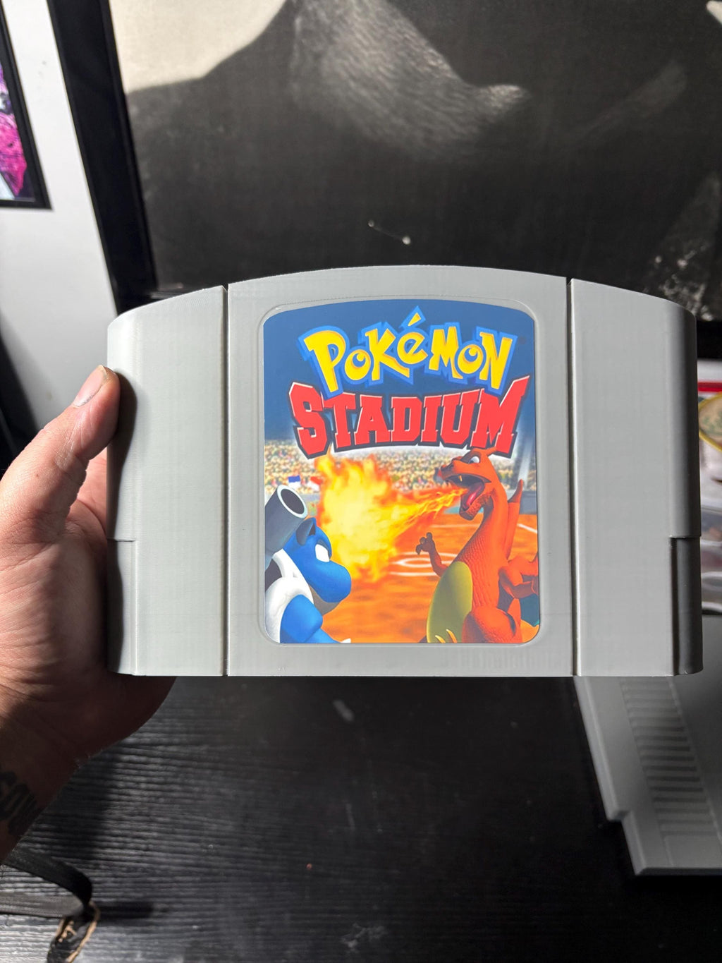 XL Pokémon Stadium N64 Cartridge Replica | Oversized Nintendo 64 Display | Gamer Room Decor | Shelf Display | Video Game Wall Art