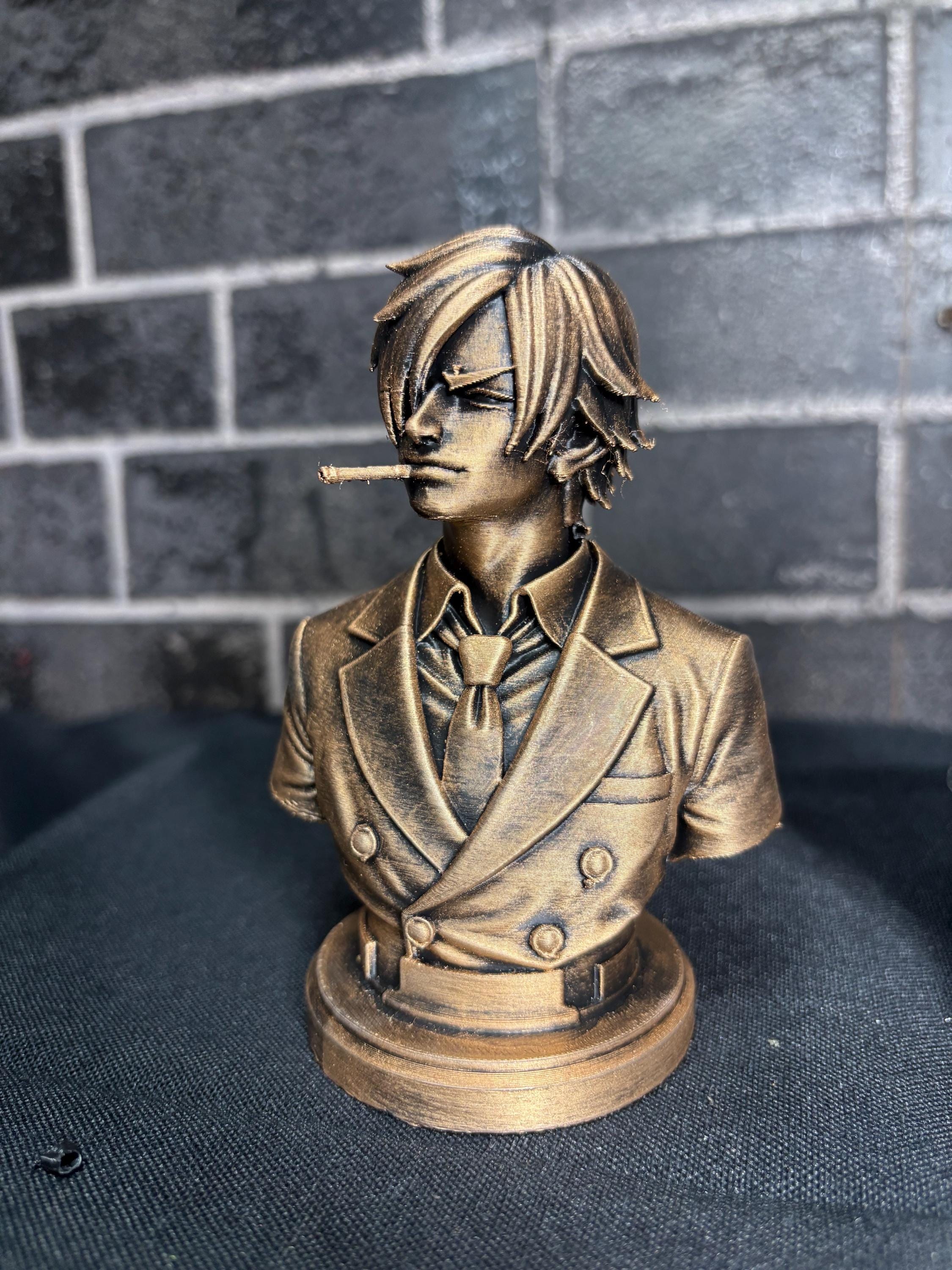 Sanji Bust | One Piece Inspired Collectible | 6” Anime Statue | Gold or Silver Finish