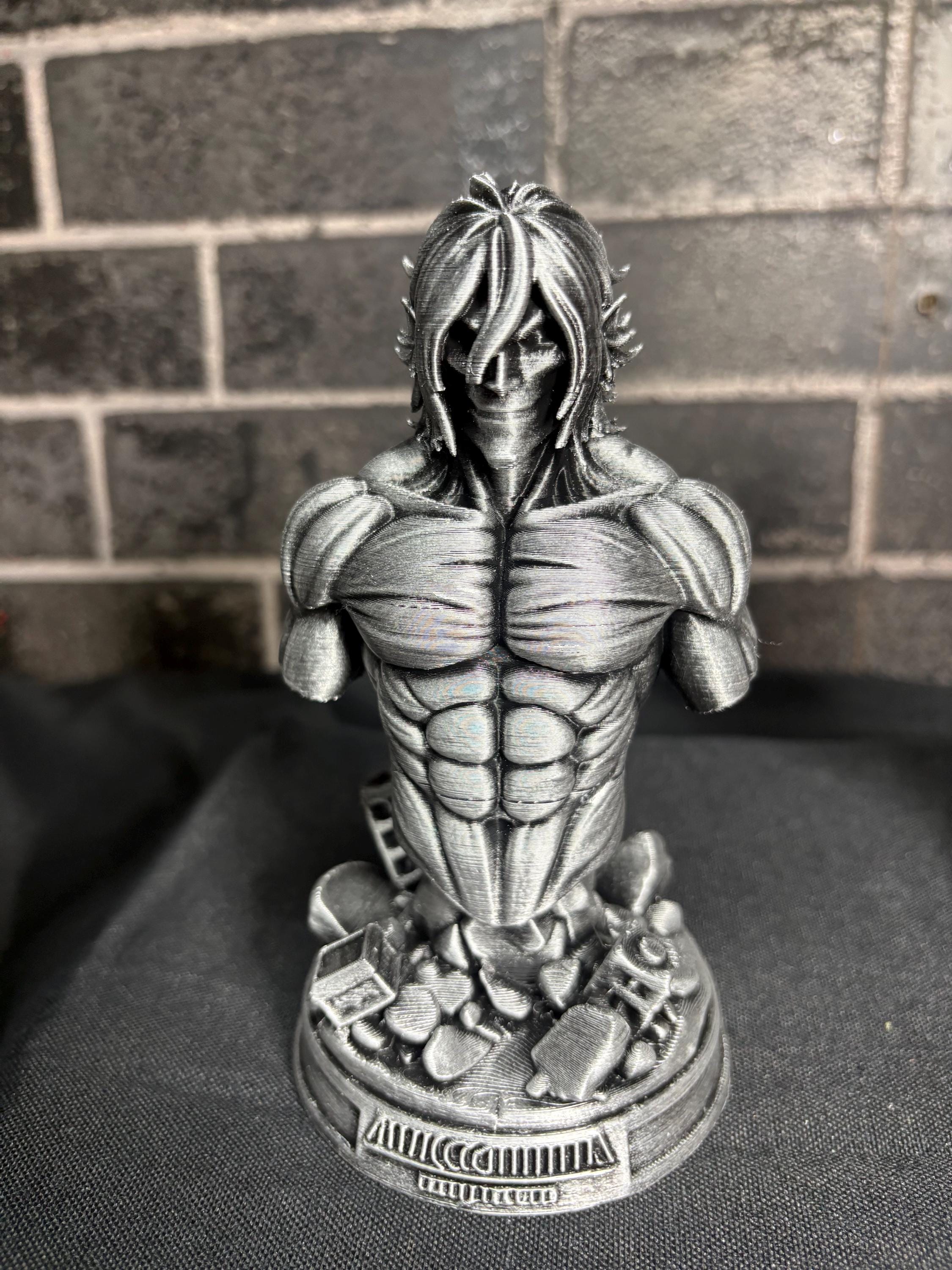 Attack Titan Bust – Hand Painted Anime Display Statue – 6” Titan Collectible – Gold or Silver Finish – AOT Inspired Decor