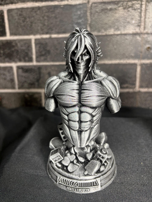 Attack Titan Bust – Hand Painted Anime Display Statue – 6” Titan Collectible – Gold or Silver Finish – AOT Inspired Decor