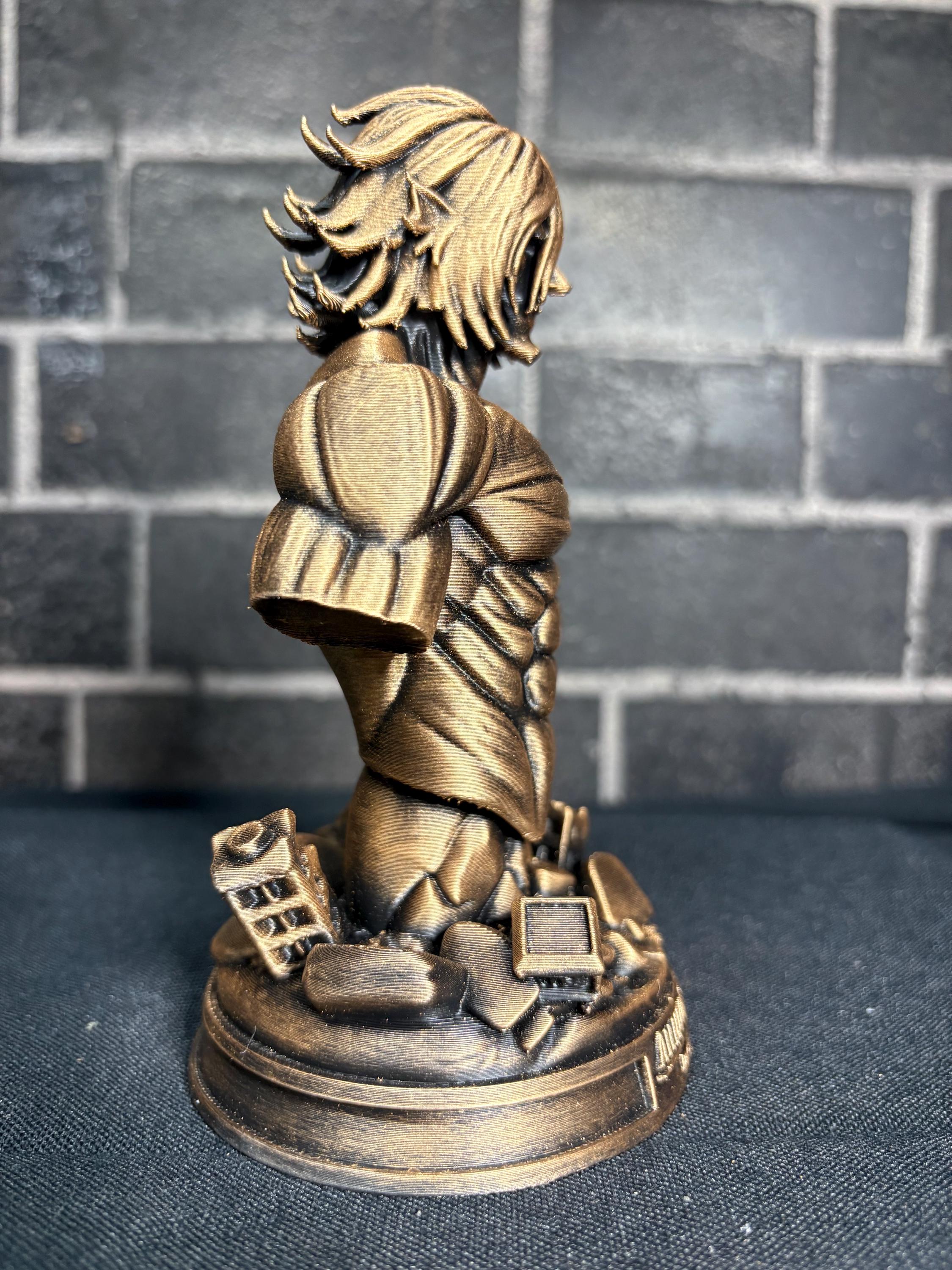Attack Titan Bust – Hand Painted Anime Display Statue – 6” Titan Collectible – Gold or Silver Finish – AOT Inspired Decor