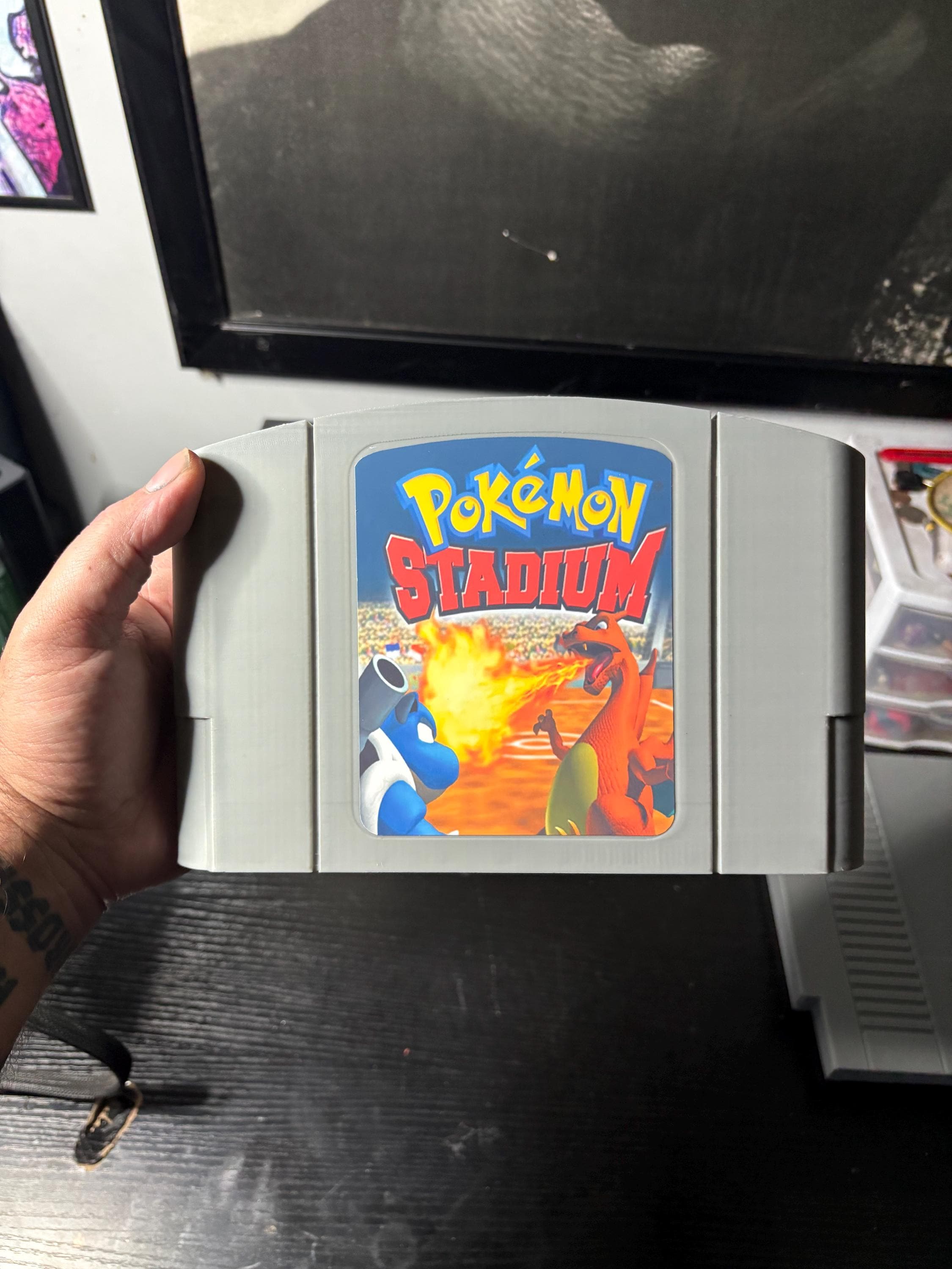 XL Pokémon Stadium N64 Cartridge Replica | Oversized Nintendo 64 Display | Gamer Room Decor | Shelf Display | Video Game Wall Art
