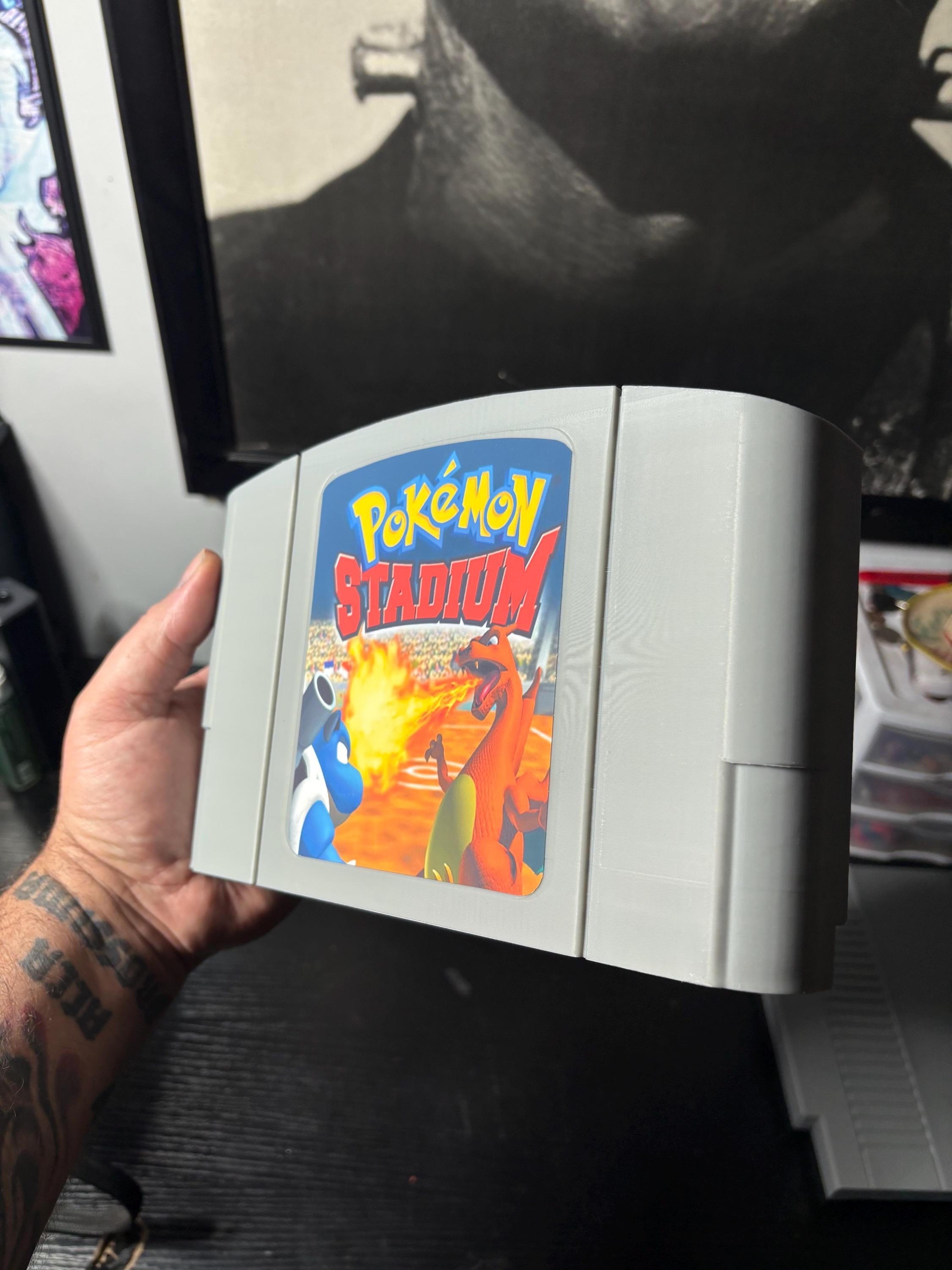XL Pokémon Stadium N64 Cartridge Replica | Oversized Nintendo 64 Display | Gamer Room Decor | Shelf Display | Video Game Wall Art