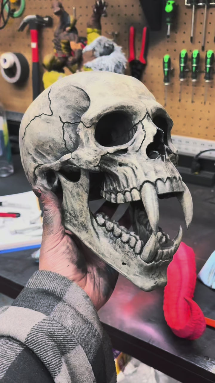Vampire Skull Display - Hand Painted Gothic Horror Decor
